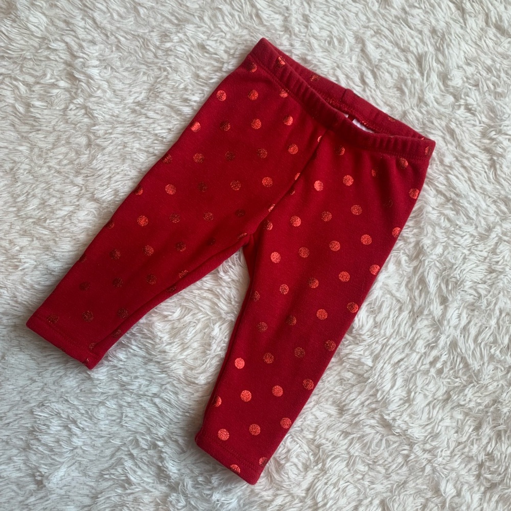 Gymboree red fleece polka dot pants 12-18 months